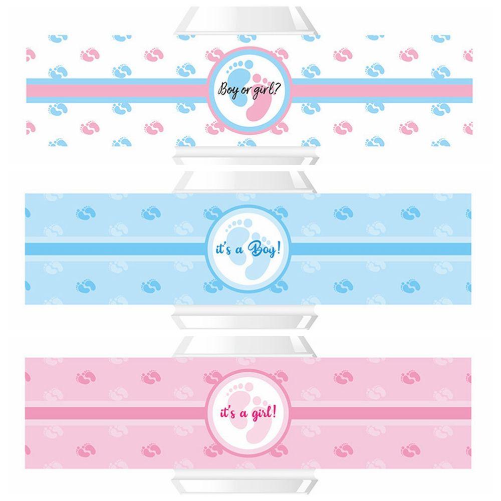 Top 24PCS Stiker Bungkus Botol Air Pesta Ulang Tahun It's A Boy/Girl Motif Jejak Kaki Boy Or Girl