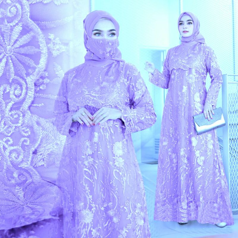 [TERMURAH ] `Baru` Gamis Soraya Dress Brukat Full Remaja Dewasa Wanita Fashion Pesta Kondangan Jumbo