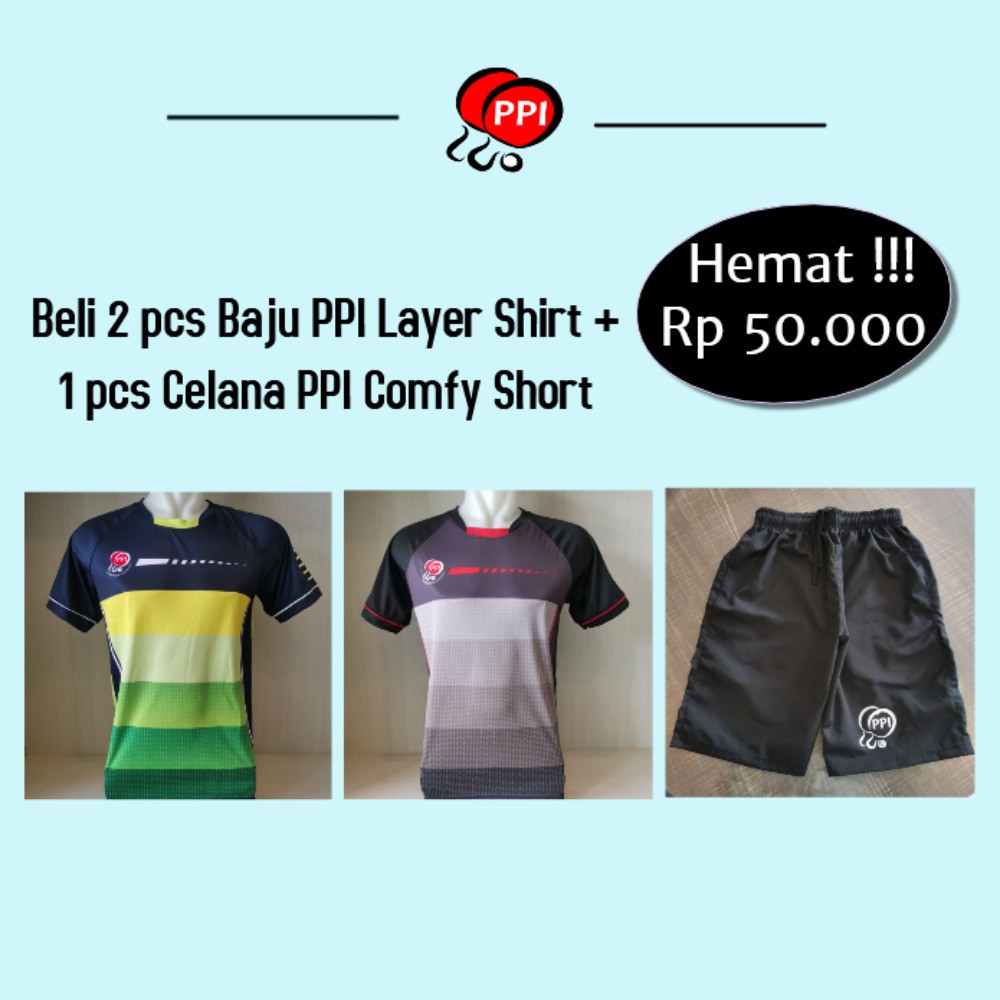 PPI Wear Set - Baju Celana Pingpong Tenis Meja Shirt Short