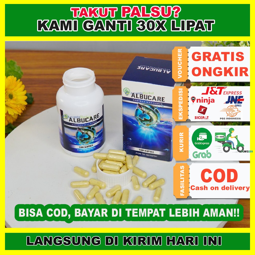 

Obat Ginjal, Batu Ginjal, Sakit Ginjal - Albucare Ekstrak Ikan Gabus Kapsul Herbal