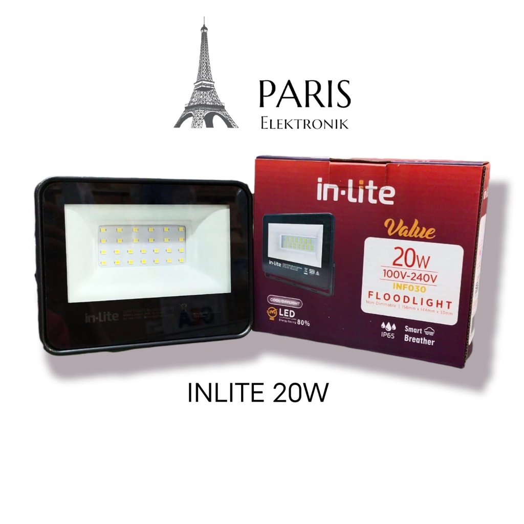 LAMPU SOROT TEMBAK LED FLOOD LIGHT INLITE 20 WATT