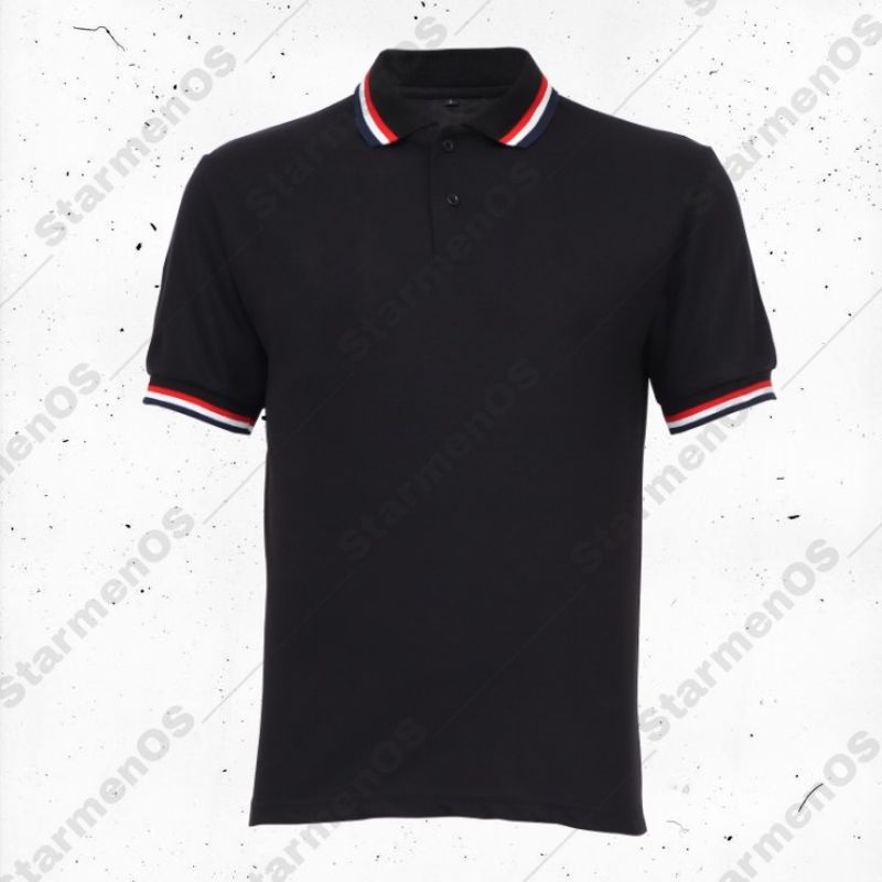 Kaos Polo Atasan Tshirt Pria Kerah Wangki 3 List Polos