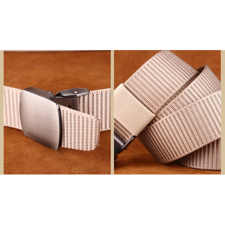 Miluota Tali Ikat Pinggang Pria Canvas Stylish Metal Buckle Belt MU071 COKLAT