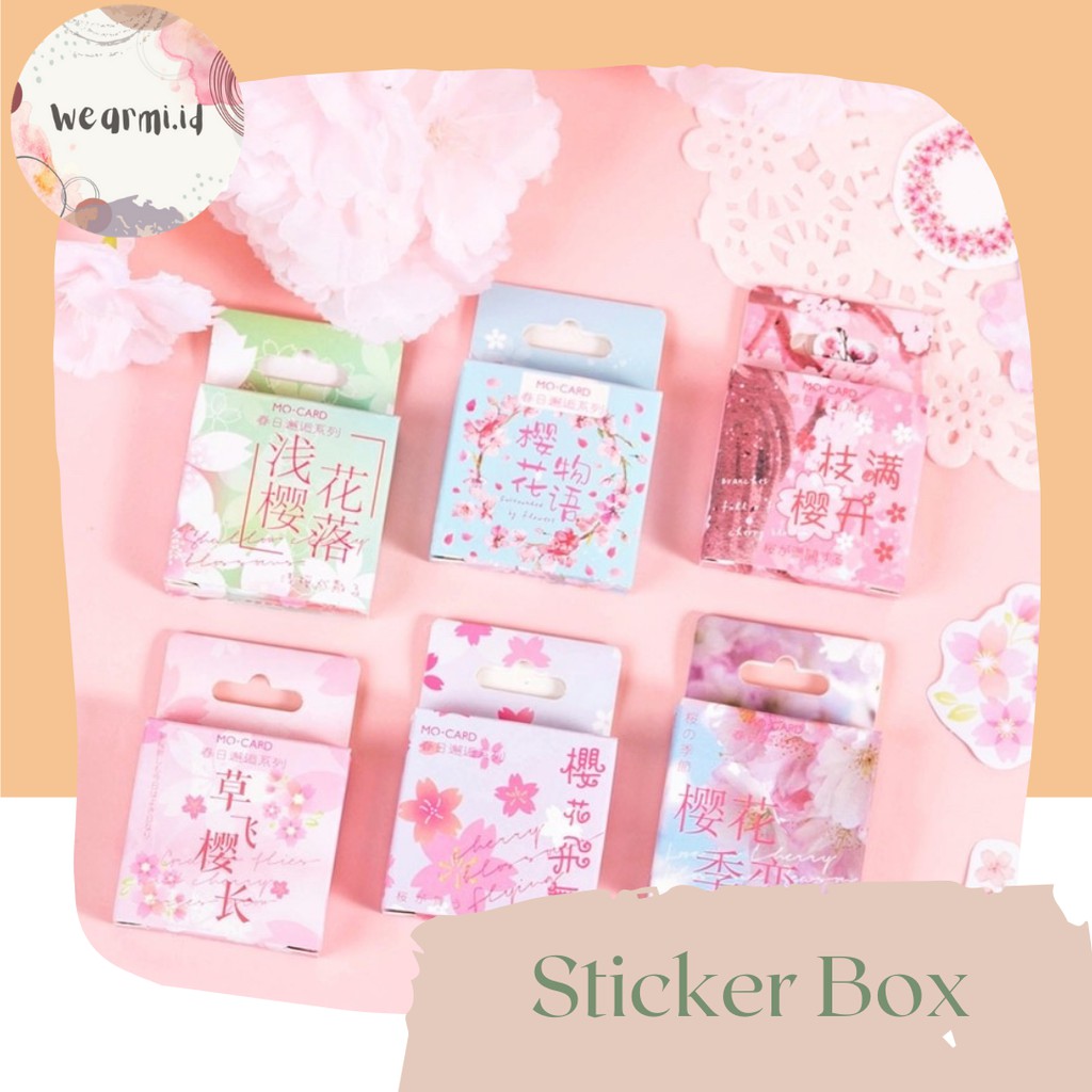 

45 Pcs Deco Sticker Box Bunga Sakura Planner DIY Scrapbook Stiker Dekor Kotak Colorfull Aesthetic