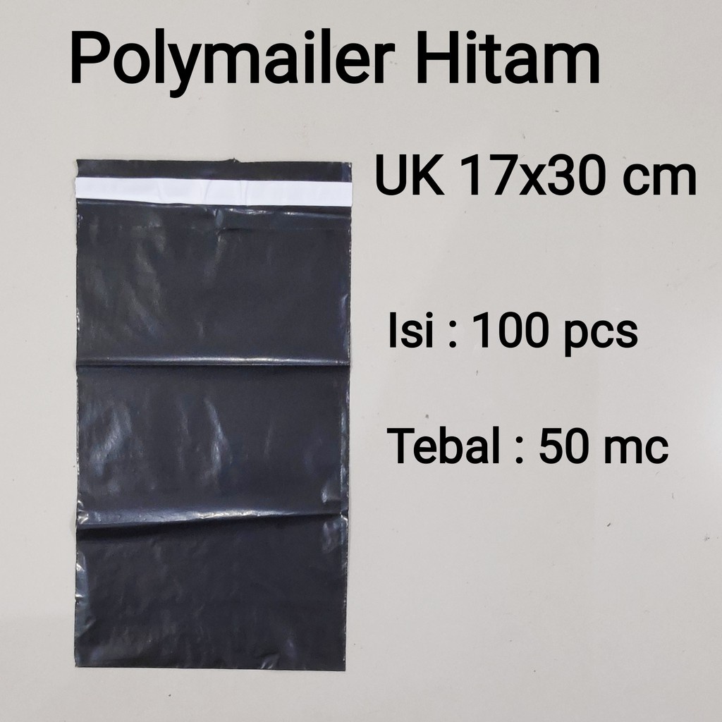 

Plastik Polymailer Hitam 17x30cm isi 100pcs Plastik Lem