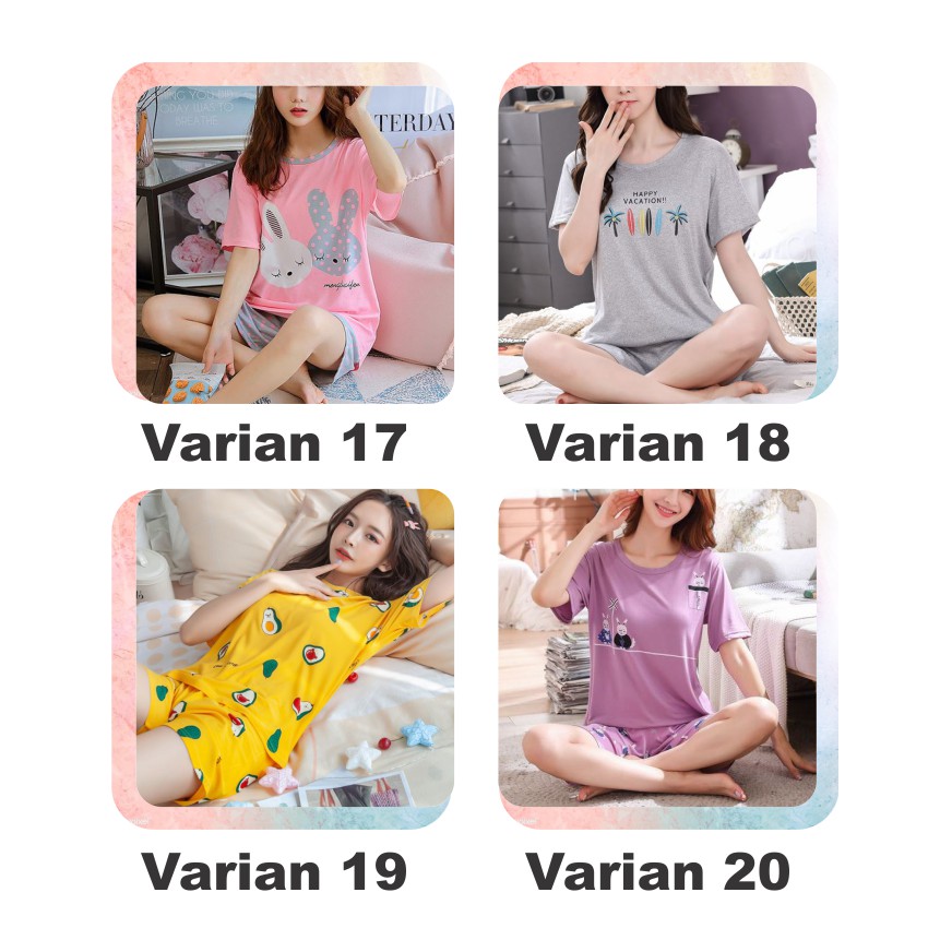 ❀ Chingu ❀ PW066 Part 2 COD Baju Tidur Wanita Nyaman Piyama Lengan Pendek Pakaian Daster Motif Impor