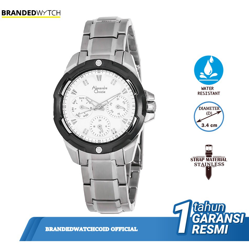 Jam Tangan Alexandre Christie Wanita 6305 BF Silver White / Jam Tangan Alexandre Christie 6305