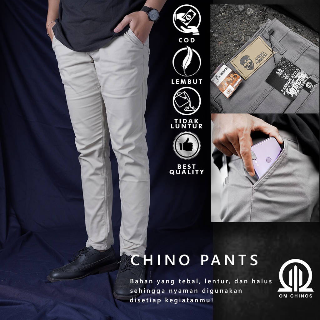 Celana Panjang Pria Chino Chinos Cino Pants Slim fit Outfit Premium Distro Kantor Kerja Casual Harian Santai 10