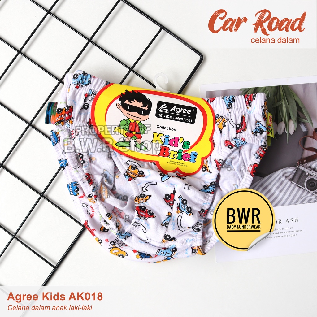 [ 3pc ] CD Agree AK 018 AK 027 Full Print PUTIH / WARNA CAR Road Celana Dalam Anak Laki Laki AK018 AK027| Bwr