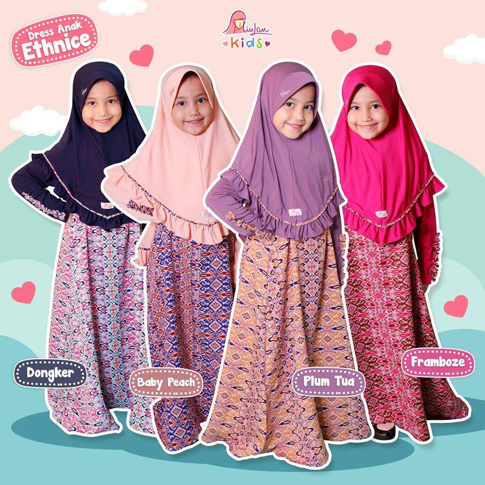 Dress Ethnice Anak Miulan / Setelan Dress Anak / Dress Jersey Anak / Gamis Anak Murah / Grosir Gamis