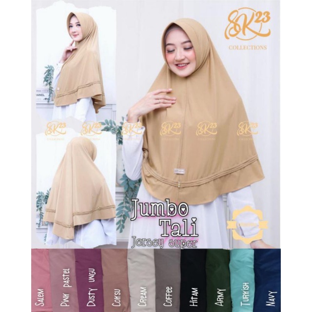 Khimar Syari Jumbo Tali Jersey Super Ori Merek SK23 Collection