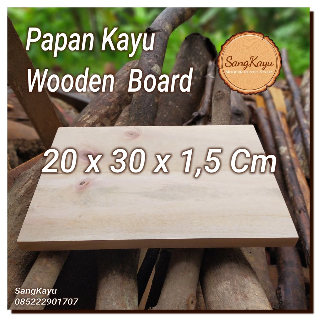 Papan kayu 20x30x1,5 cm Wooden Scrap board nampan talenan kayu