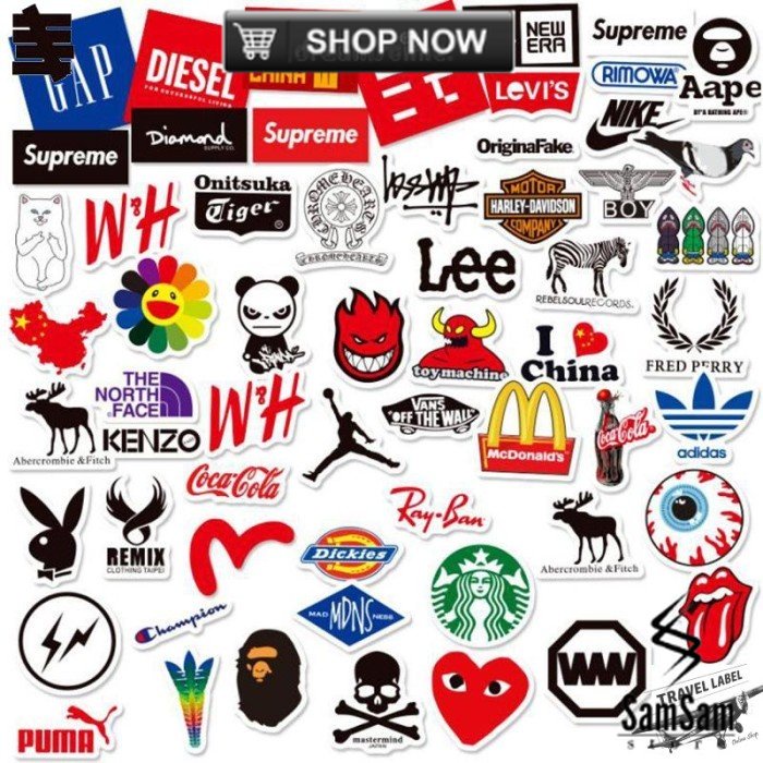 Sticker Koper 1 set 55 Pcs : Mini Stickers Desain Brand Logo Hype