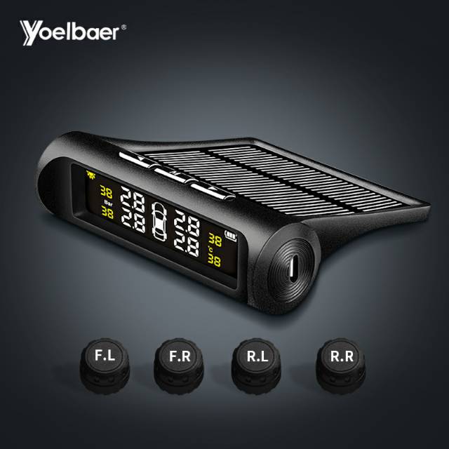 Yoelbaer Monitoring Tekanan Ban Mobil TPMS Solar Power - TP880 - Black