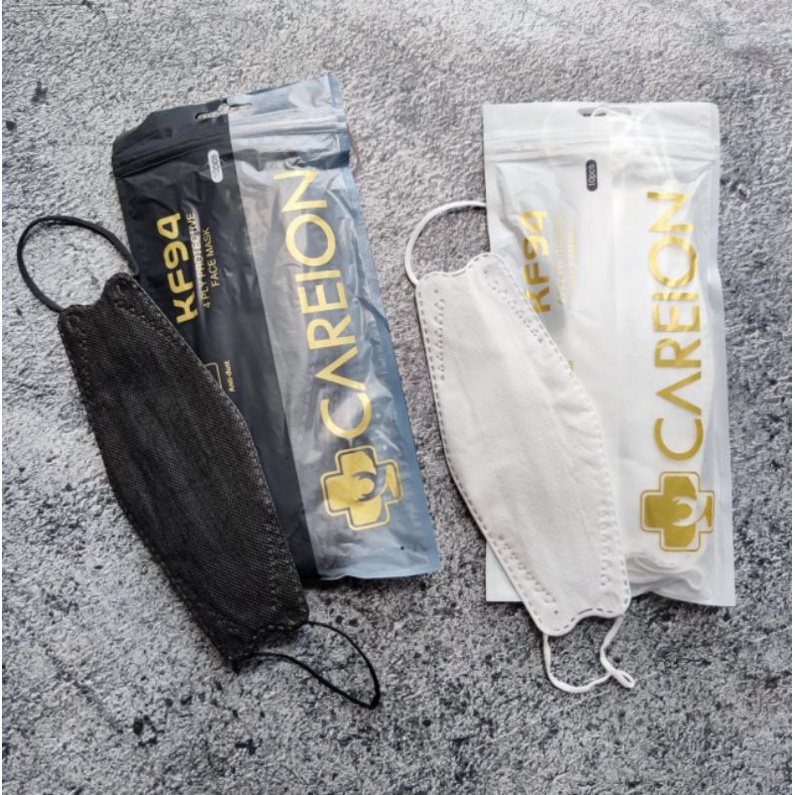MASKER KF94 CAREION Hitam Putih Isi 10 4 ply Masker Korea Murah