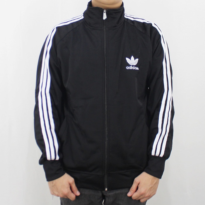 jaket pria JAKET TRAINING OLAH RAGA PRIA - JAKET ADIDAS FIREBIRD HITAM LIST PUTIH - List Putih, M di
