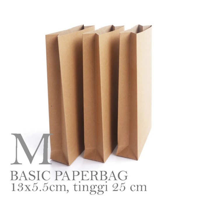 

(TERLARIS) 150gr HARGA BASIC KRAFT PAPERBAG 10pcs Medium 13x5.5x25 cm LINER