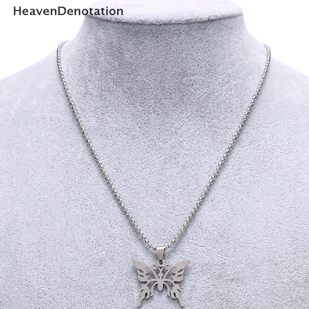 Kalung Rantai Liontin Butterfly Bahan Stainless Steel Untuk Pria Dan Wanita