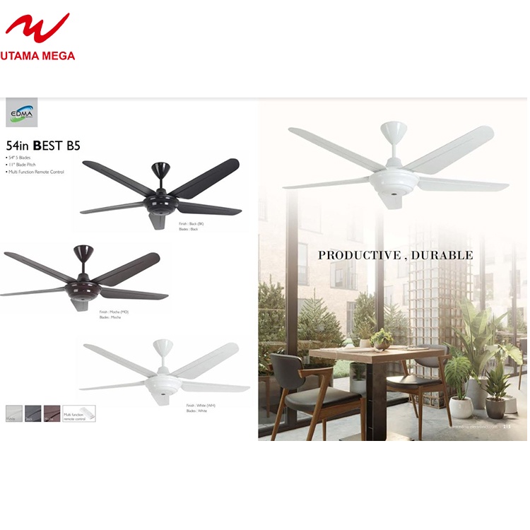 Ceiling Fan Mt Edma 54IN Best B5 Kipas Angin Plafon Remote Control