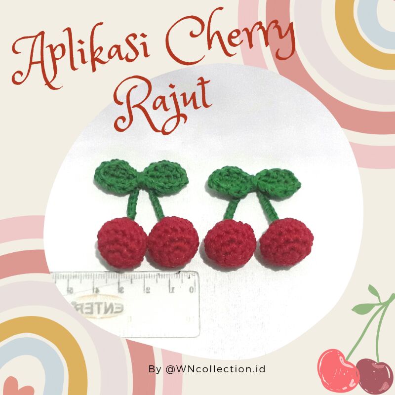 APLIKASI CHERRY RAJUT 3D/ PATCH CHERRY 3D