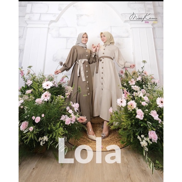 READY  LOLA DRESS MISSKAMI/GAMIS SATIN/GAMIS BUSUI/ SETELAN ROK/GAMIS LEBARAN/GAMIS WEDDING/GAMIS PO