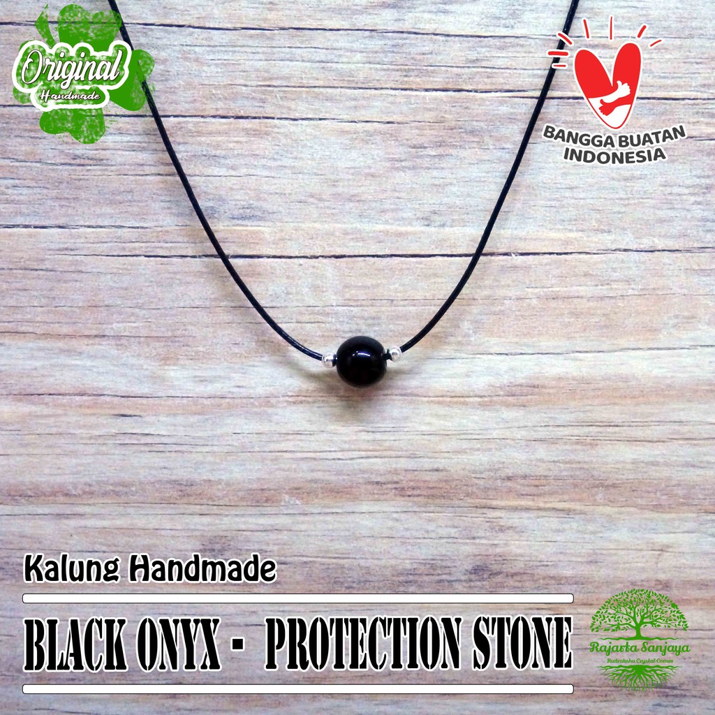 Kalung Batu  Handmade Rajarta Batu Black Onyx Protection Stone