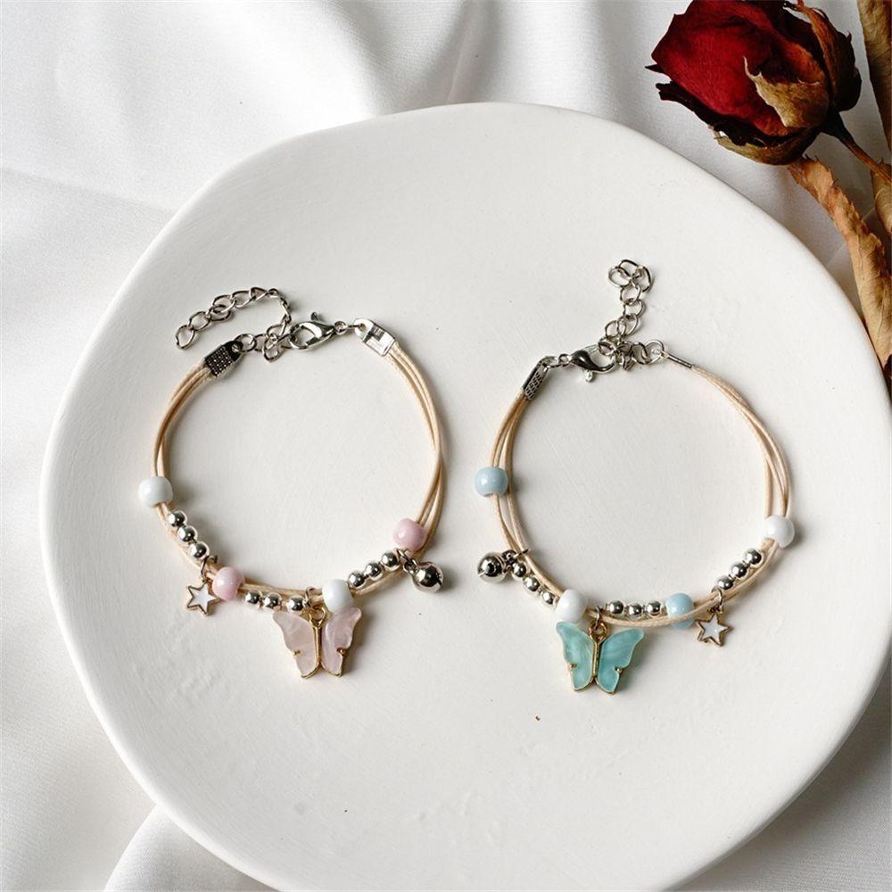 Lily Butterfly Gelang Bell Manik-Manik Keramik Liontin Dapat Disesuaikan