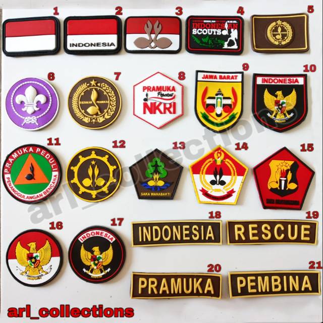 patch rubber LOGO PRAMUKA / SCOUTS / RESCUE /tempelan karet emblem velcro tactical outdoor