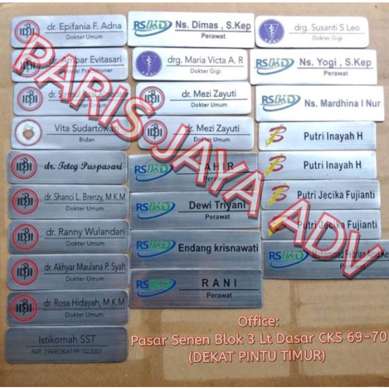 

(Minimal 5) Nametag / Nama Dada Stainless Grafir