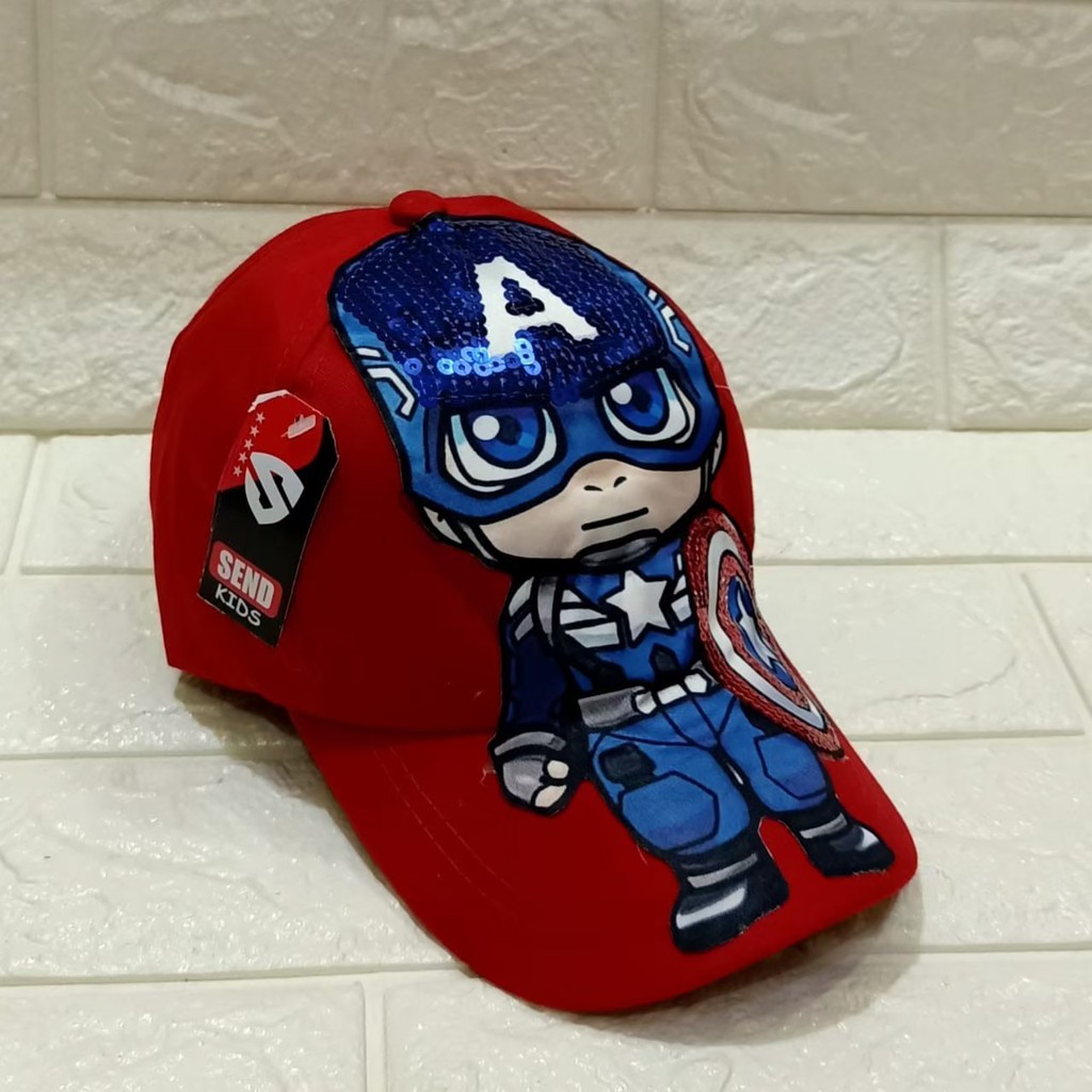 KIANJAYACOLLECTION89 - TOPI MARVEL LED ANAK COWO - BISA MENYALA TERMURAH !!