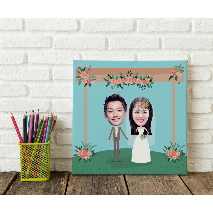 

Kanvas foto karikatur ilustrasi wajah kado pernikahan wedding hadiah valentine - kado pacar 8