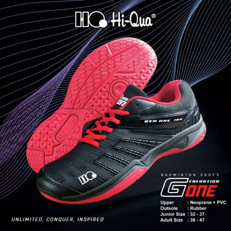 Hi-Qua G-One Generation One Sepatu Bulutangkis Badminton Olahraga Original Anti Slip free kaos kaki