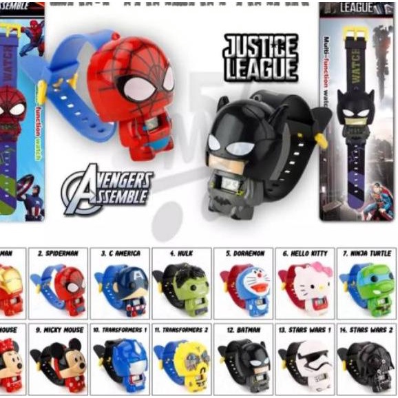 [DISCOUNT 80P88] Jam Tangan Anak Karakter Kartun Murah Kepala Robot Superhero Ready