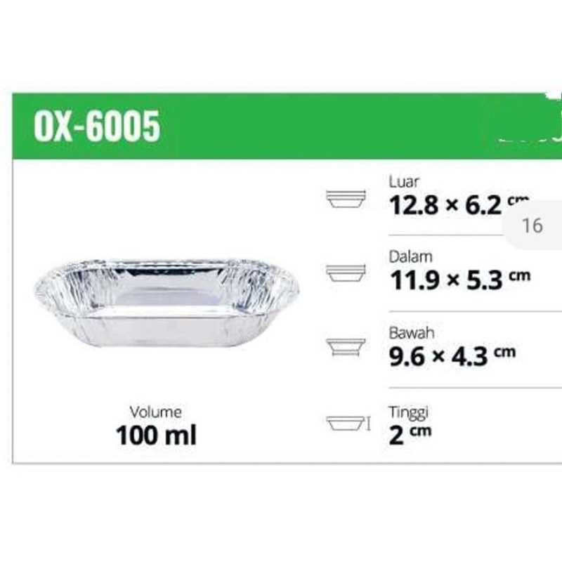 Aluminium Foil Tray Cup Oval OX-6005 / Wadah Cetakan Kue OX6005 (10 pcs)