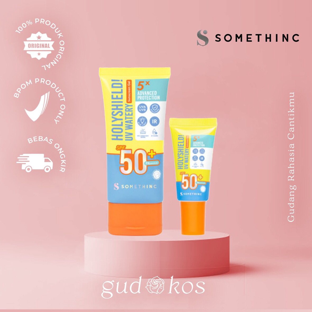 SOMETHINC Holyshield! UV Watery Sunscreen Gel SPF 50+ PA++++ - Sunscreen Sensasi Salju  Original BPOM