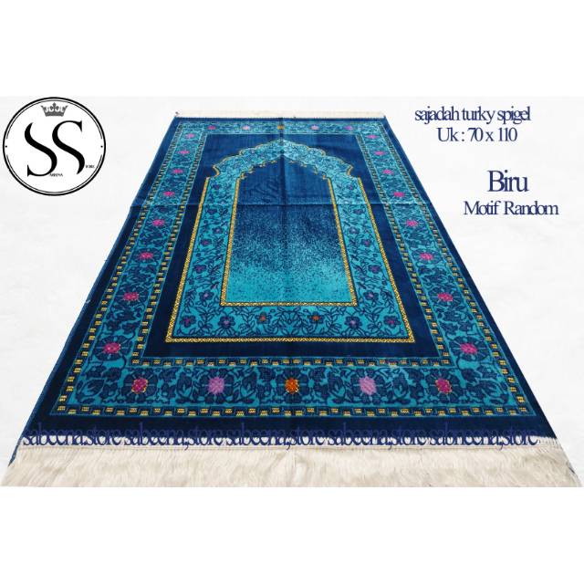 Terbaru Sajadah Turkey Bluddru COD Perlengkapan Sholat Biru By Sabeena.Store