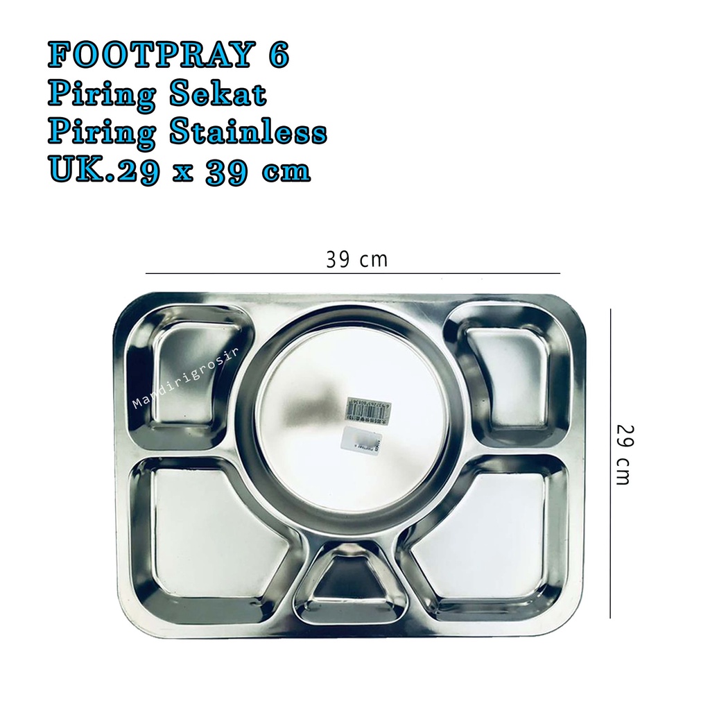 FOOTPRAY 6 * Piring Sekat * Piring Stainless * UK.29 x 39 cm