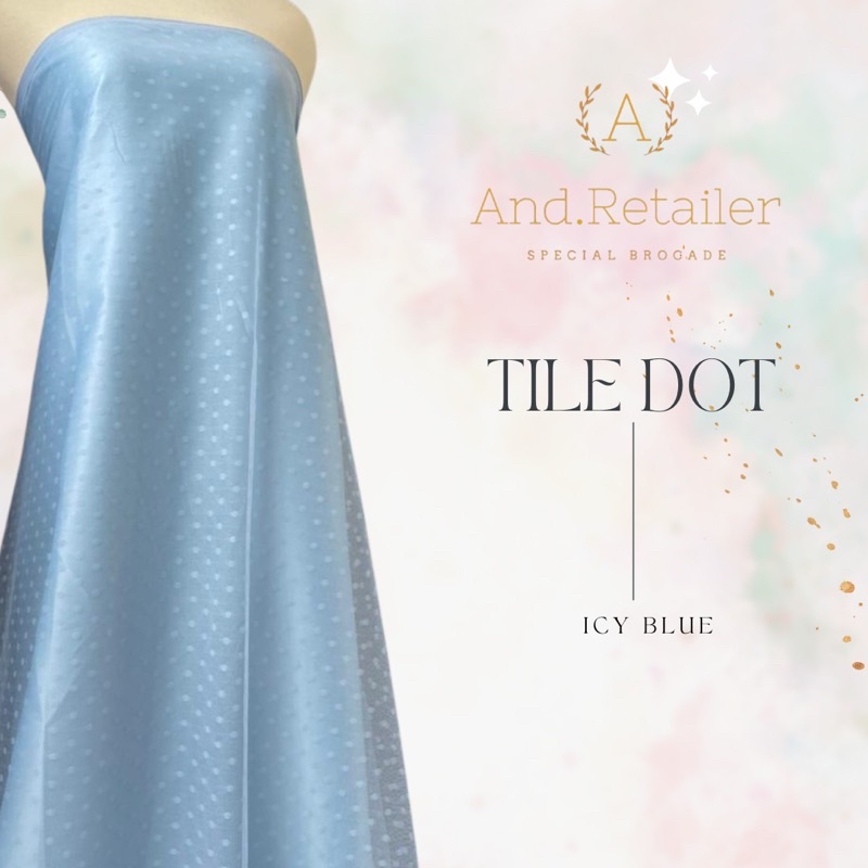 Kain Tile Tulle Dot Polkadot Warna Ice Blue Baby Blue Biru langit