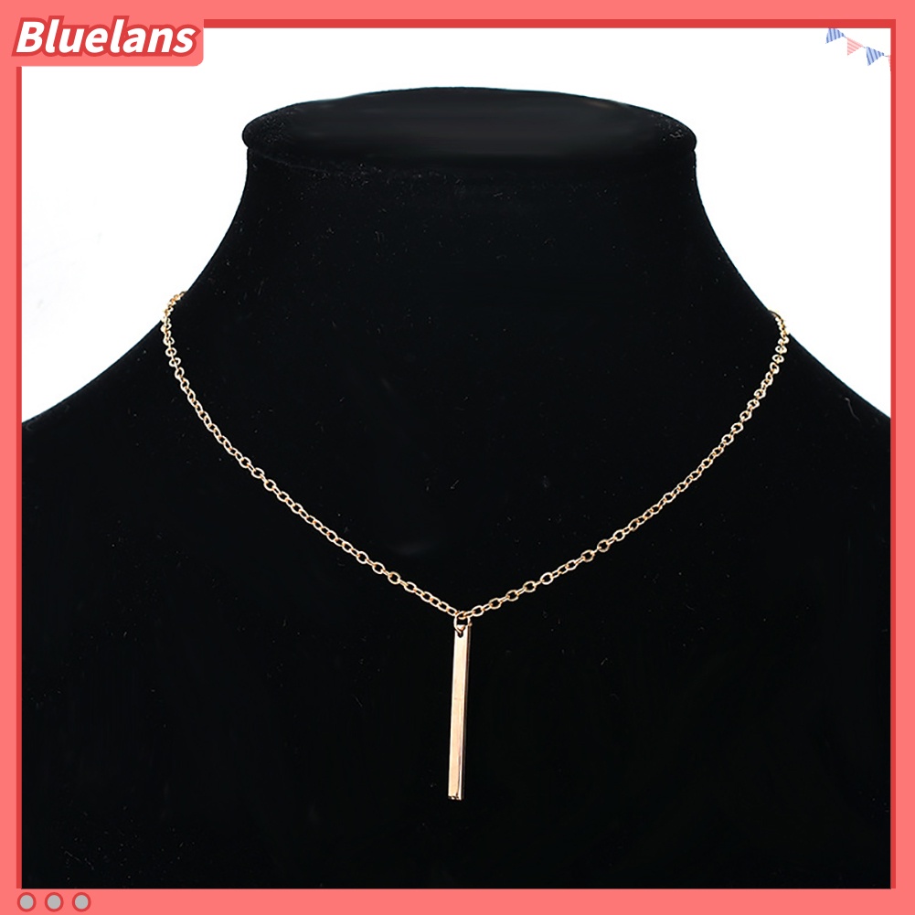 Bluelans Women Fashion Metal Bar Charm Dangle Gold Plated Chain Pendant Necklace