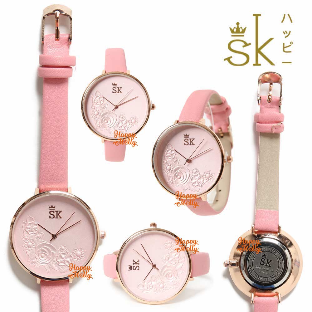 SK Mawar 3D Jam Tangan Water Resistant Wanita Fashion Strap Leather ( Group ) SK_814