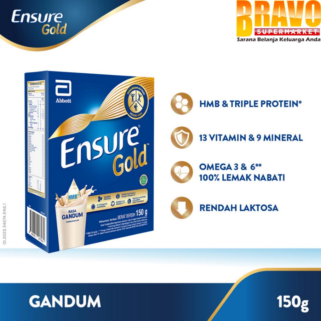 

Bravo Bojonegoro - Ensure Gold HMB Gandum 150GR - Susu Nutrisi Dewasa Rendah Laktosa