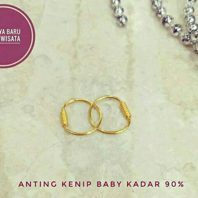 ANTING KENIP EMAS KUNING KADAR 90% (ANTING EMAS BAYI/ANAK-ANAK)