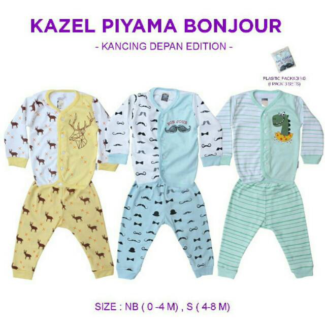 CLEARANCE SALE 3pcs Kazel Piyama Bonjour edition 0-16 bulan CBKS