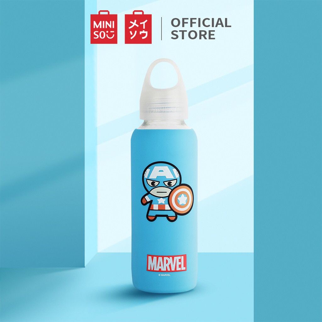 MINISO Official Marvel Botol Minum Tempat Tumbler Tumblr Kaca 300ml Bottle