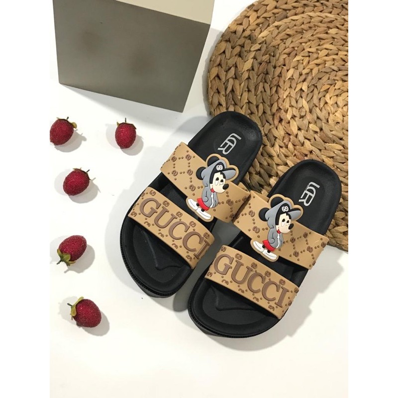 Sandal Slop Ban 2 MICKEY GUCCI (2) Import LCR 2888-1-Hitam