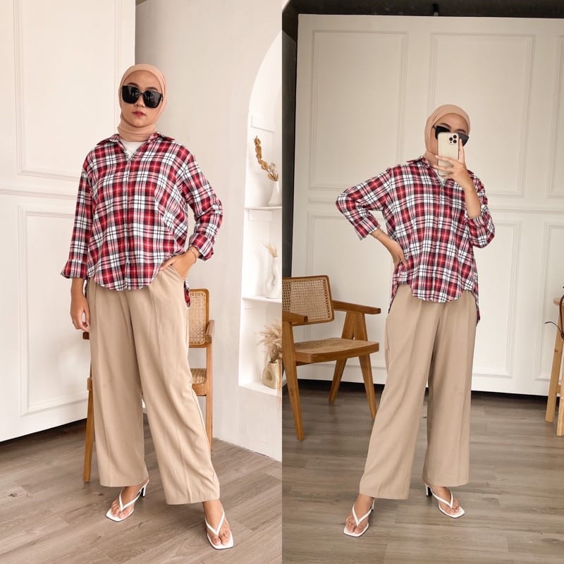 BEFAST - ZEC OOTD Wanita kemeja NANI / Sunday Flanel Shirt / Kemeja Wanita Kekinain / Kemeja Casual Wanita / Kemeja Bahan Flanel / Kemeja Modis