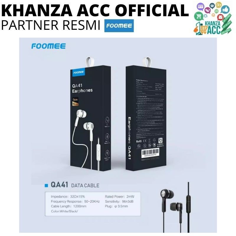 KHANZAACC Headset Foomee QA41 Wired earphone in-ear electroplating piece