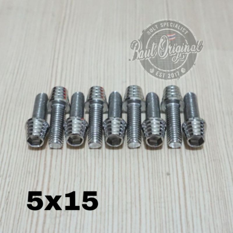 Baut probolt kerucut silver 5x15 drat 8 panjang 1.5cm heng thailand harga satuan