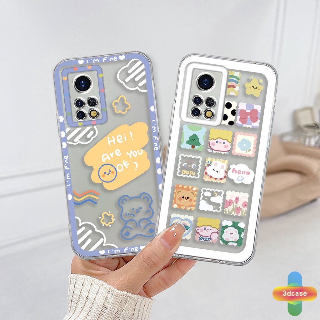 Soft Case Infinix Hot 10 11 Play 10 10t 10s NFC 10i 9 Pro 10 Lite 11 Plus Hot 9 Play 11 11S NFC Infinix Smart 6 5 4 4C 5 Pro Tencno Spark 5 PRO A15 A16 A9 A5 A7 A5S Y12 Y20 Y15S Y21S A12 Cute Cartoon Cloud  Bear Transparent Case