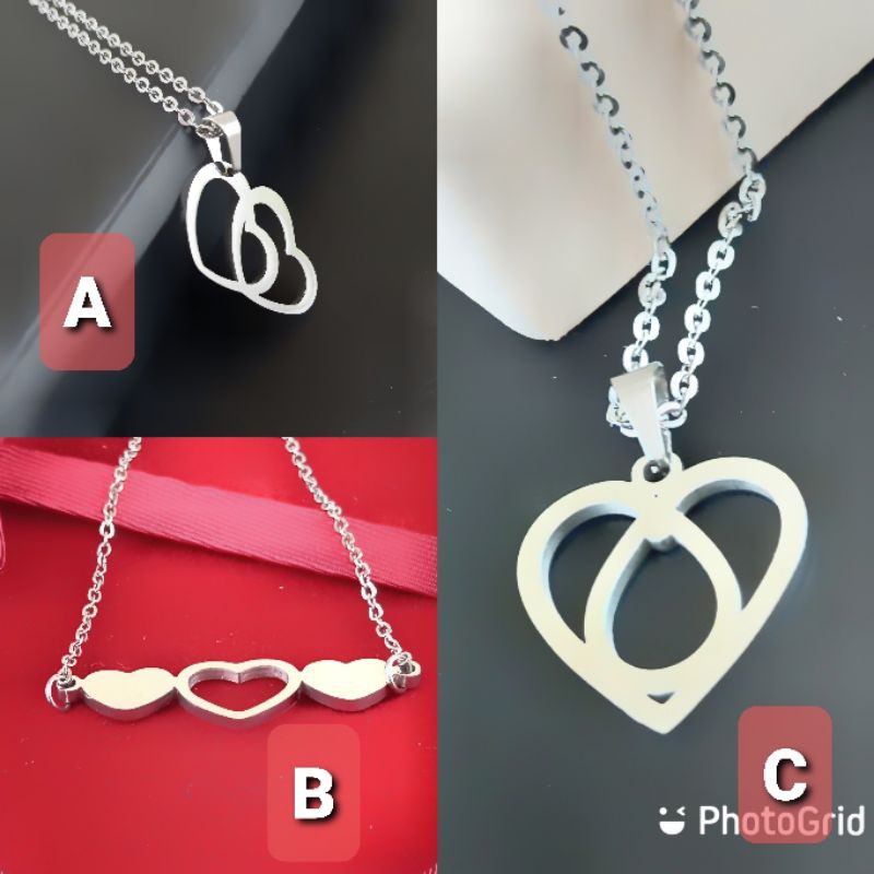 Robagin Kalung Hati Perak Stainless Anti Karat Pria Wanita Korea, Aksesoris Cowok Cewek Keren PWA22